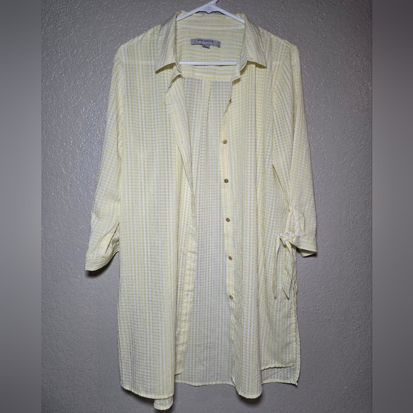 Marc New York Andrew Marc Yellow Striped Button-Down Shirt – Size M - Picture 1 of 9